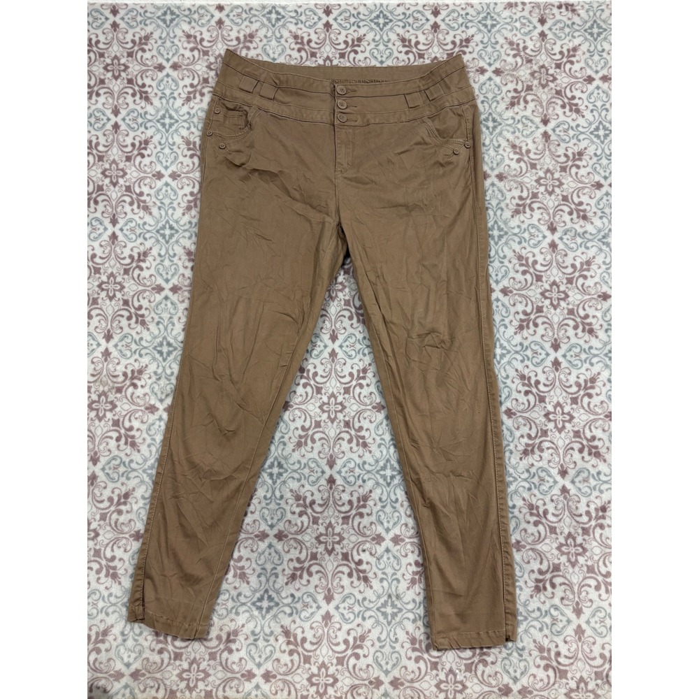 Clash Jeans USA Womens XL Tan Brown Skinny Pants High Rise Stretch LP7403B